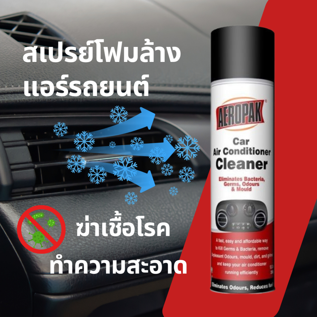 สเปรย์โฟมล้างแอร์รถยนต์ น้ำยาล้างแอร์รถยนต์ คอยล์เย็น AEROPAK Car Air Condition Cleaner 500 มล.