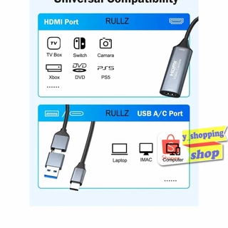 Video Capture Card HD การ์ดจับภาพวิดีโอ USB 3.0/TYPE-C 4K 30HZ บันทึกวิดีโอความละเอียดสูง