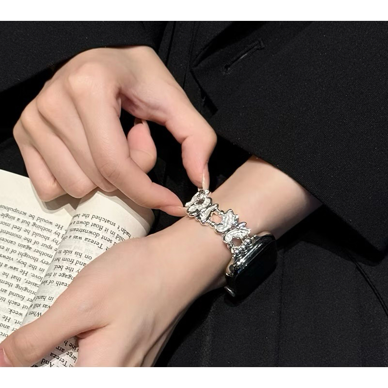 ZMZ-สายนาฬิกา Smartwatch สายสร้อยข้อมือผีเสื้อศิลปะ งานอาร์ต ขนาด 38/40/41/42S10mm 42/44/45/46/49mm