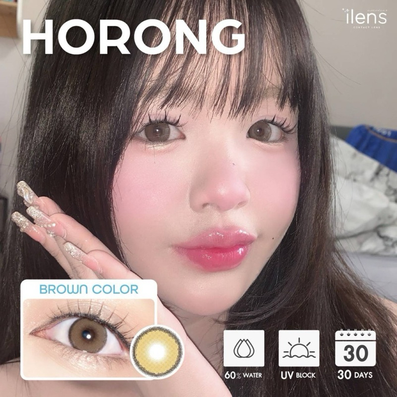 คอนแทคเลนส์น้ำตาลนัว Horony brown ilensขนาดโตกว่าตาไม่มาก ละมุนนัวy2k