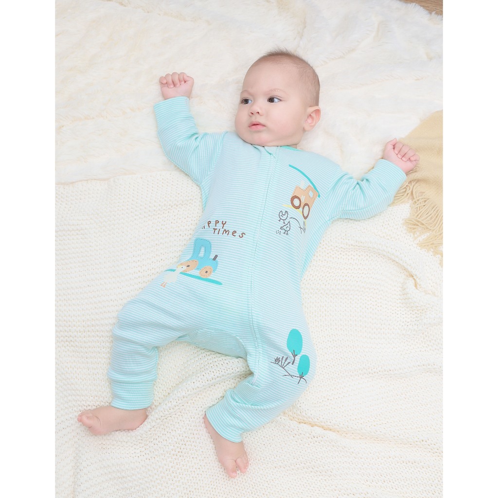 Zuper Mom (0 - 24 เดือน)ชุดหมีเด็กอ่อน ซิป รุ่น 2 WAY ZIPPER บอดี้สูทเด็กอ่อน ชุดเด็กแรกเกิด บอดี้สูทเปิดเท้า no.9077
