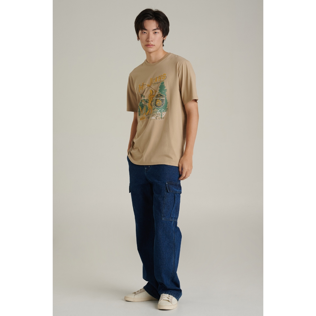 Mc jeans เสื้อยืดแขนสั้นผู้ชาย คอกลม สีกากี MTTZ870