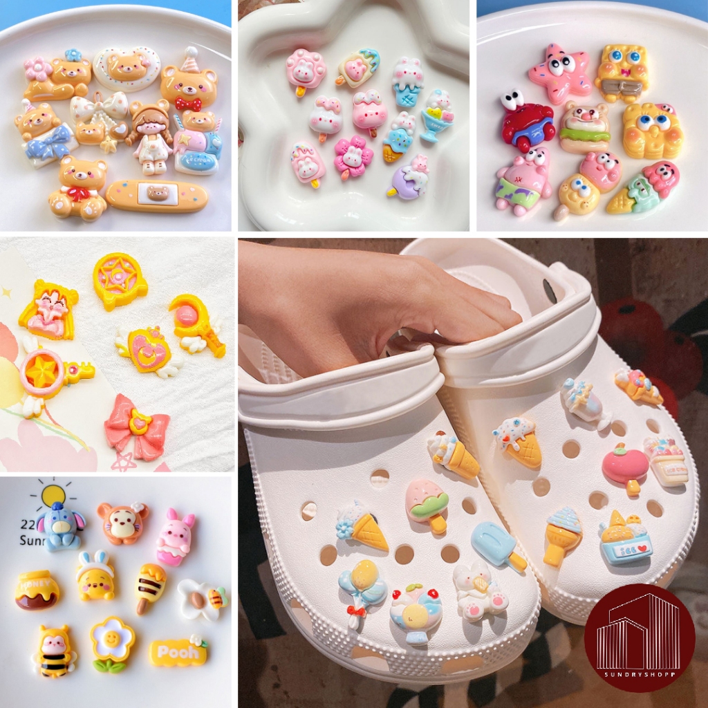 ชุดเซทจิบิ อะไหล่ตกแต่งรองเท้ามีรู ลายการ์ตูน3D ตัวติดรองเท้า DIY