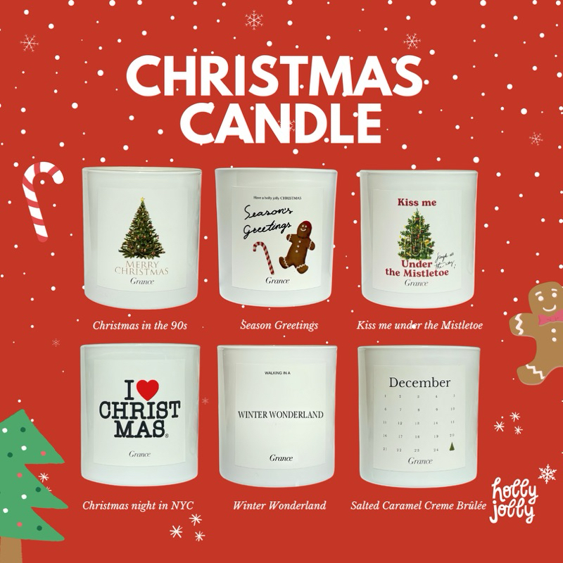 GRANCE Christmas collection เทียนหอมคริสต์มาส เลือกสีแก้วได้ ( พร้อมส่ง )