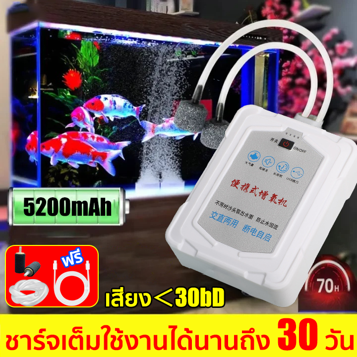 รุ่นใหม่ พกพา อ๊อกซิเจนปลา ออกซิเจนตู้ปลา แบบแขวน ปั๊มลมออกซิเจน กรองในตัว ด้วยตลับกรอง ไม่มีเสียงรบกวน รูคู่