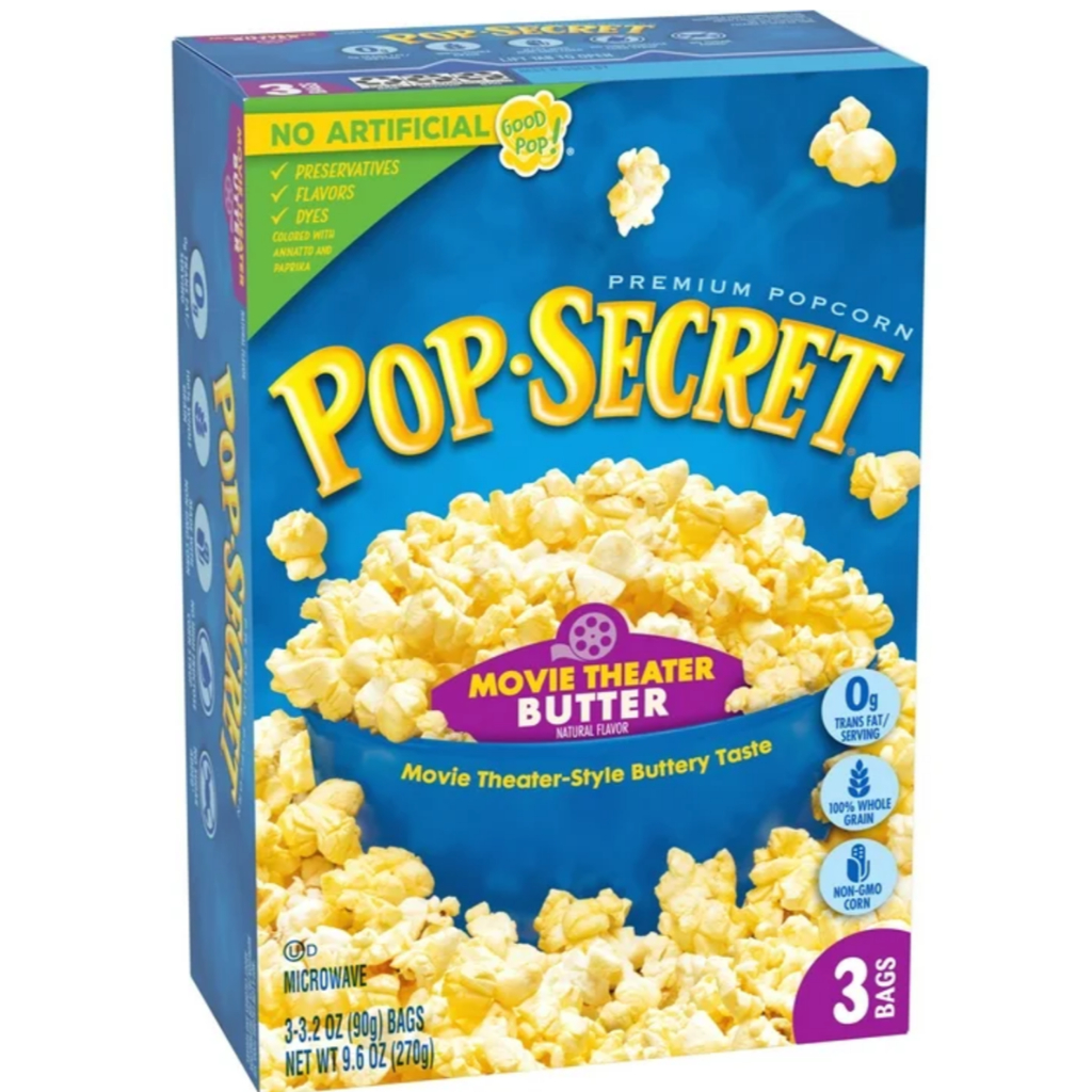Pop Secret Movie Theater Butter Popcorn 270g ป๊อปซีเคร็ท ป๊อปคอร์น ไมโครเวฟ มูฟวี่เธียเตอร์ บัตเตอร์