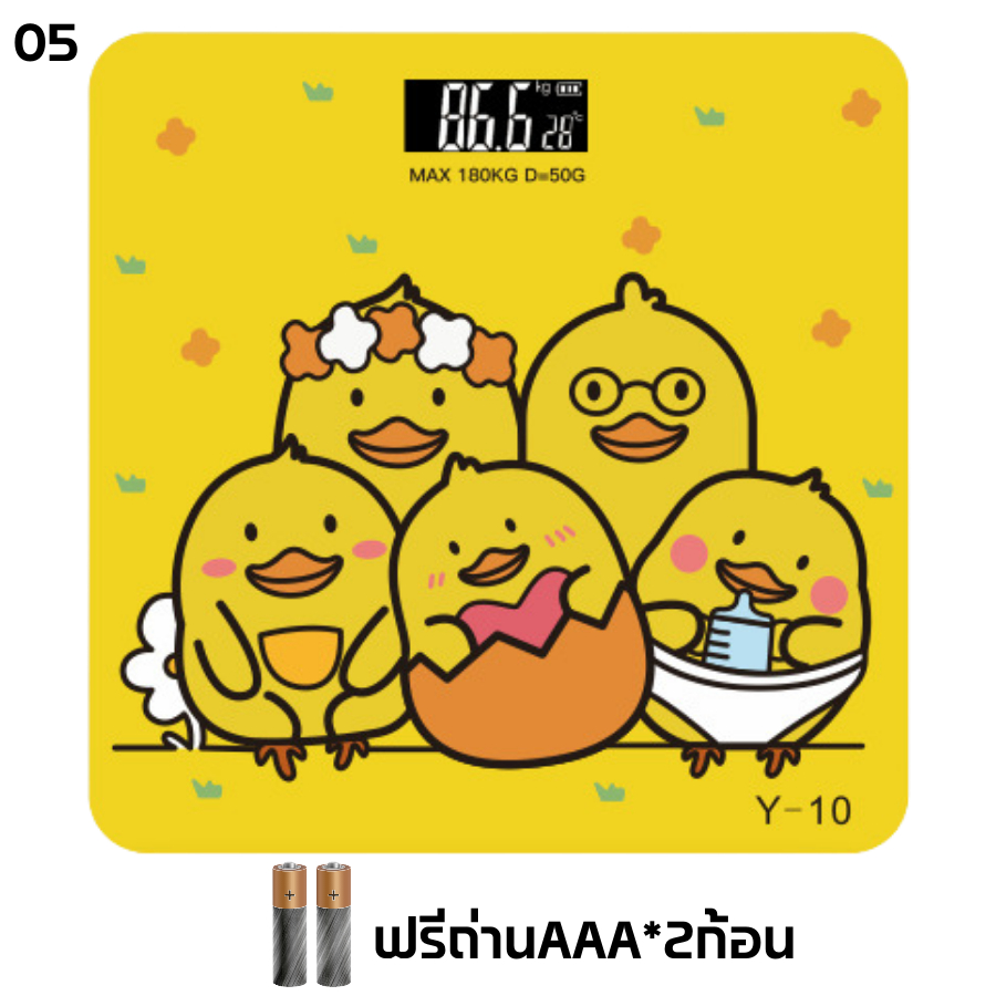 เครื่องชั่งน้ำหนักดิจิตอล รับน้ำหนักได้ถึง 180KG พร้อมจอ LED พกพาง่าย หลายลายให้เลือก