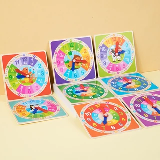 นาฬิกาไม้สอนเวลาเด็ก​ แบบกระดานไม้​ เข็มหมุนได้​ ขนาด​14.8x14.8 cm. สื่อการสอน