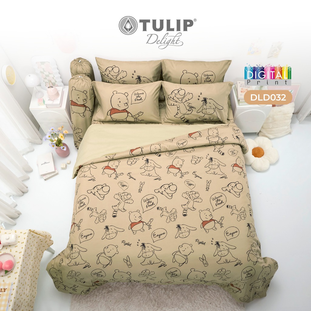 TULIP Delight หมีพู Pooh DLD032 ลิขสิทธิ์แท้ดิสนีย์ ชุดผ้าปูที่นอน ผ้าห่มนวม พิมพ์ดิจิตอล