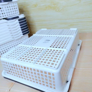 (หนา)basket with handle ตะกร้าหูหิ้ว A4 ซ้อนได้ 26×35.5×9 cm. พร้อมส่ง
