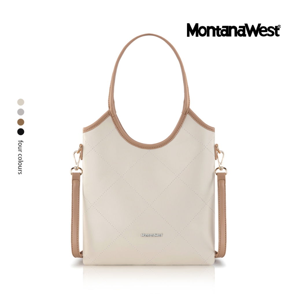 Montana West กระเป๋าสะพายไหล่สตรีสไตล์เรโทรหรูหรา เเฟชั่นสำหรับผู้หญิง กระเป๋าถือ tote bag