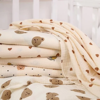 ผ้าฝ้าย ผ้ามัสลิน เนื้อนุ่ม คอตตอลแท้100% ออร์แกนิค ขนาด 80-100 cm. ใหญ่ Cotton ทอย่น พร้อมส่ง ‼️เกรดดี ผ้าห่ม ผ้าห่อตัว