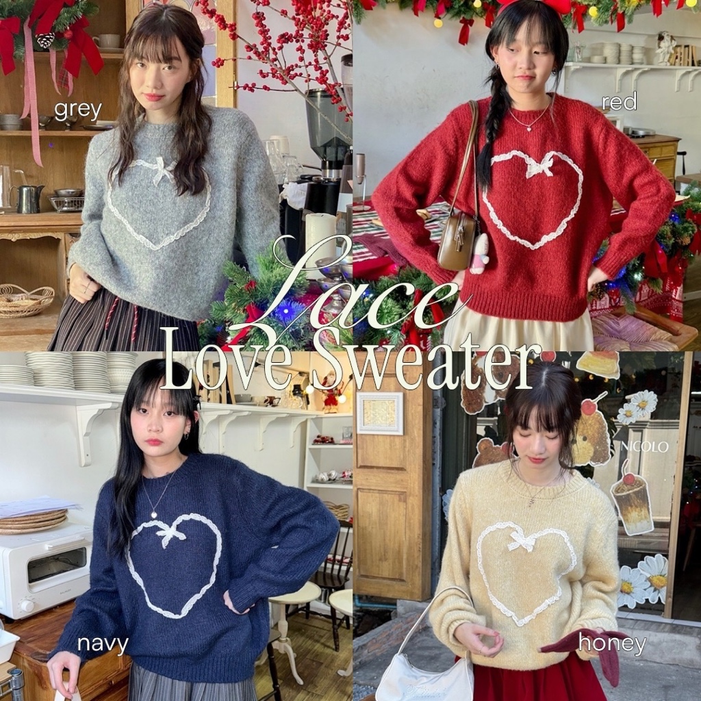 Choosedress A8289 Lace Love Sweater เสื้อไหมพรมแขนยาว