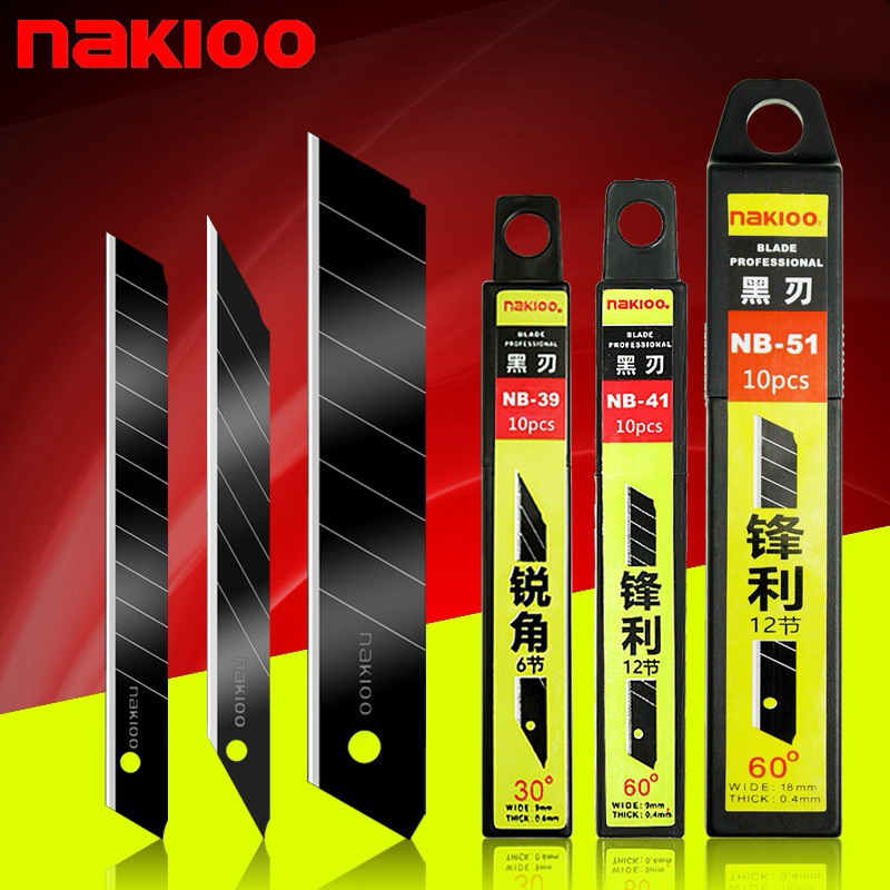 ใบมีดคัตเตอร์Nakioo ดำ 1 กล่อง จำนวน10 ใบ