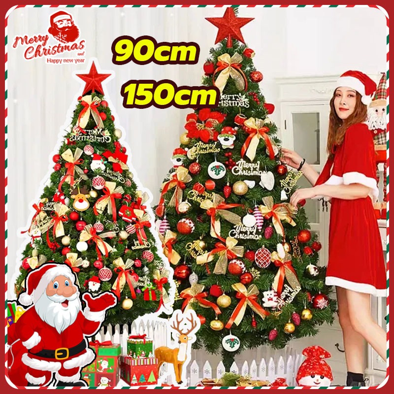 ต้นคริสต์มาส Christmas Tree ต้นไม้ปลอมตกแต่ง ขนาด 120/180 ซม. ต้นคริสต์มาสปลอม (ตกแต่งต้นคริสต์มาสฟรี)