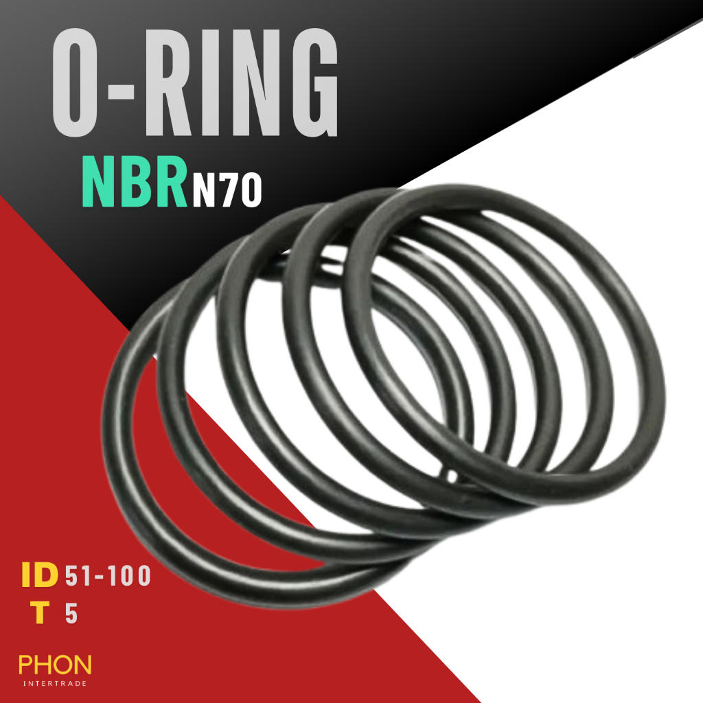 โอริง O-Ring วงใน ID 51 - 100 mm ความหนา 5 มิล ยางโอริง NBR 70 เลือกขนาดได้ ยี่ห้อ GAPI นำเข้าจากอิตาลีของแท้ 100%