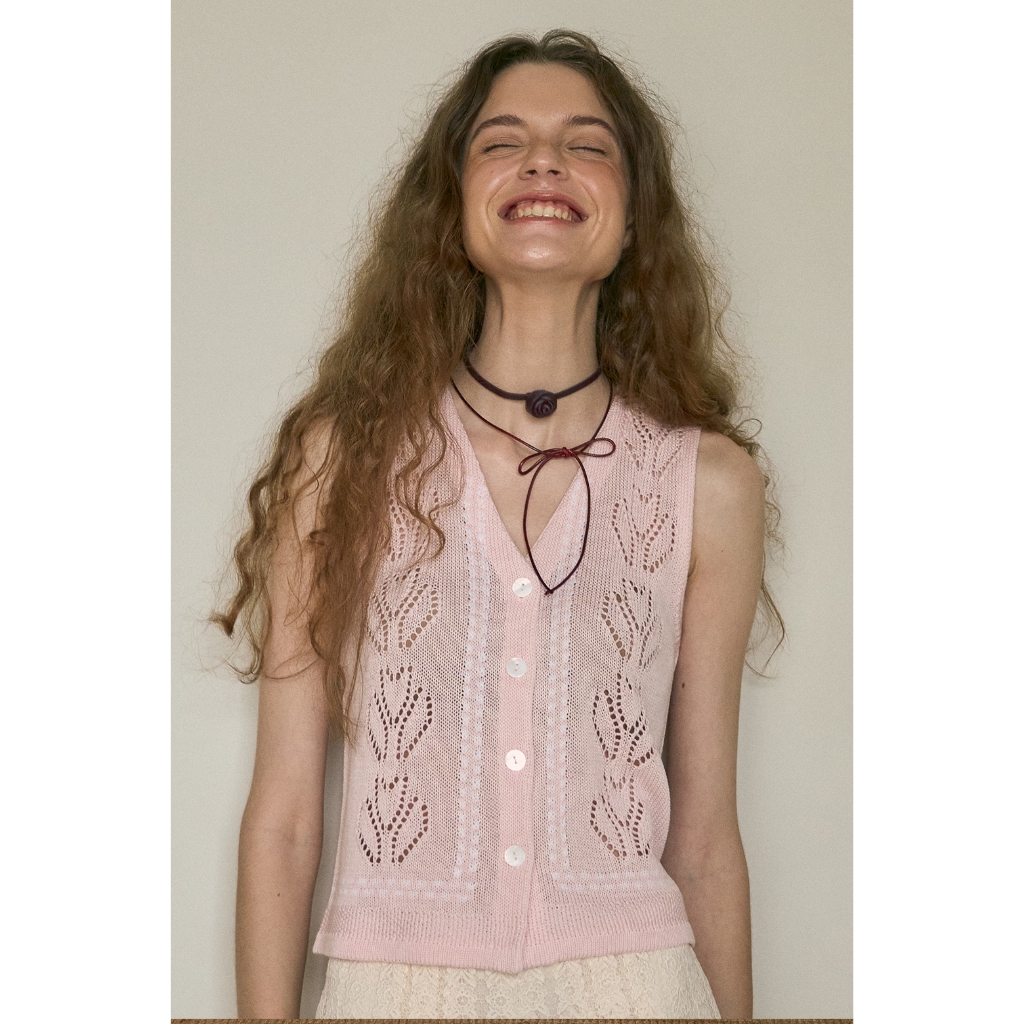 (พร้อมส่ง) Perana เสื้อ KNIT - LAURA VEST ( สีชมพู Pink )