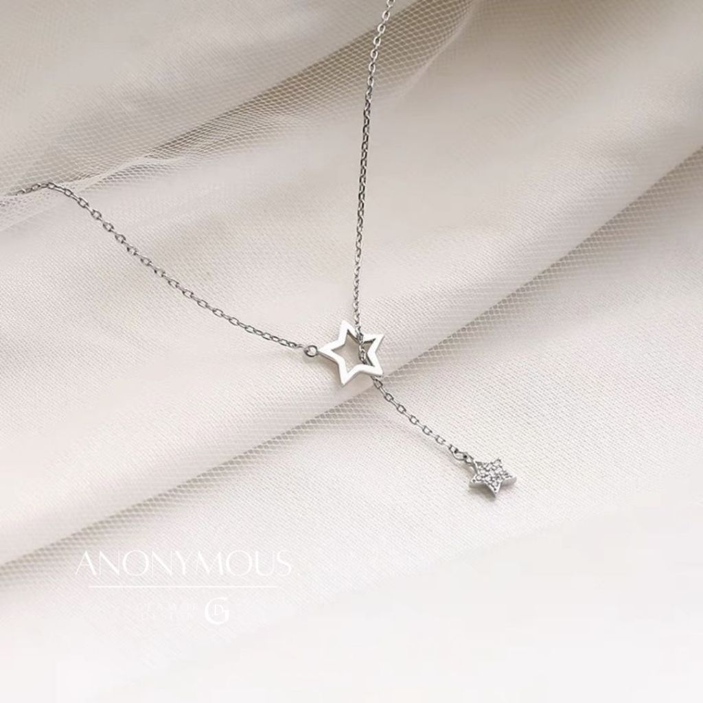 GLAMOR✨จี้สร้อยคอ Anonymous สร้อยคอรูปดาว สร้อยคอเงินแท้925 จี้เพชร สร้อยคอแฟชั่น สร้อยเพชร