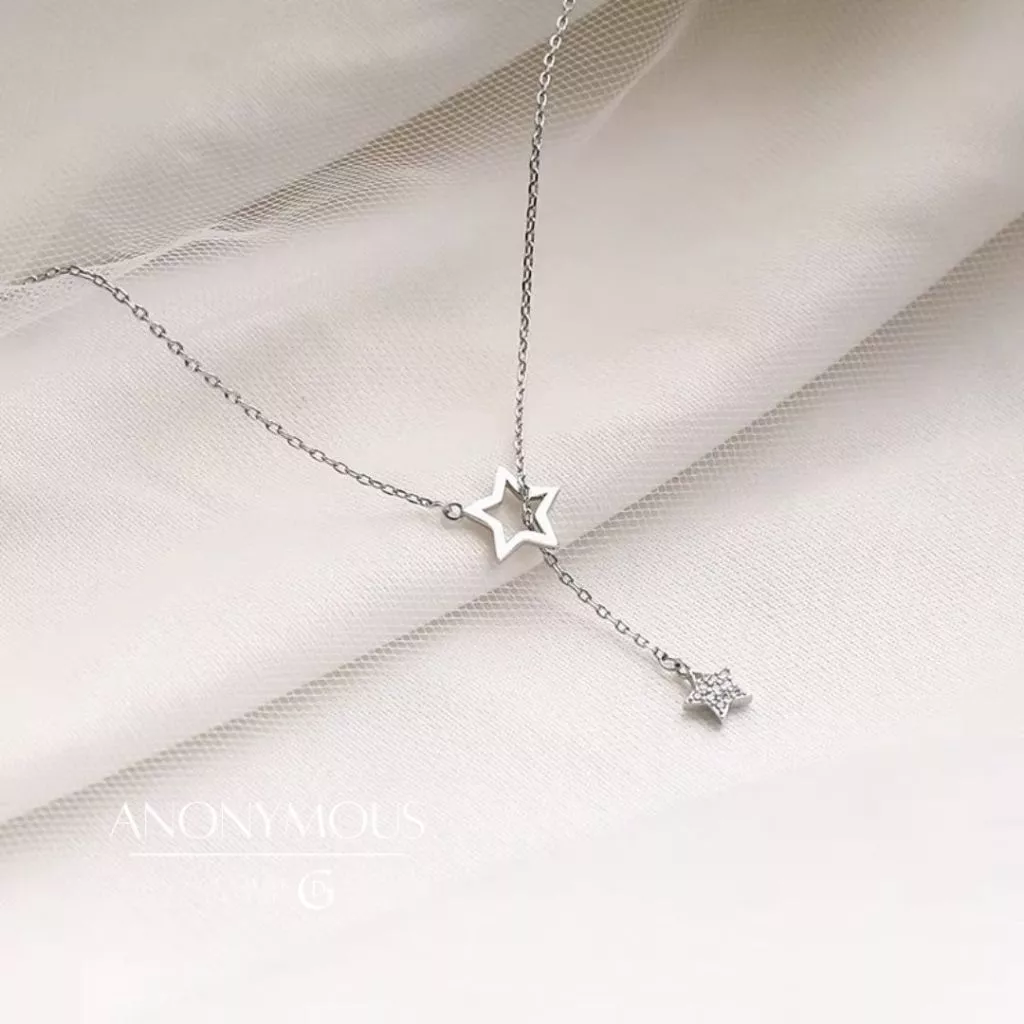 GLAMOR✨จี้สร้อยคอ Anonymous สร้อยคอรูปดาว สร้อยคอเงินแท้925 จี้เพชร สร้อยคอแฟชั่น สร้อยเพชร