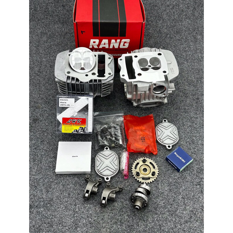 ชุดเสื้อฝา125ลูก66/4วาวปลอกยาวใส่ได้ถึงชัก7มิลลูกLHKสลัก15มิลวาล์ว22-25ฝาสูบRANGใส่125คาร์บูและ125iร