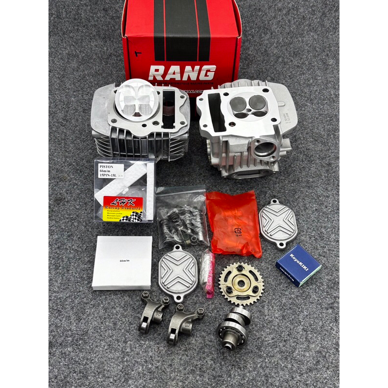 ชุดเสื้อฝา125ลูก66/4วาวปลอกยาวใส่ได้ถึงชัก7มิลลูกLHKสลัก15มิลวาล์ว22-25ฝาสูบRANGใส่125คาร์บูและ125iร