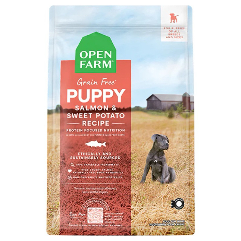 อาหารสุนัข Open Farm สูตร Grain Free Puppy Salmon & Sweet Potato Recipe สำหรับลูกสุนัข ขนาด 1.81 kg
