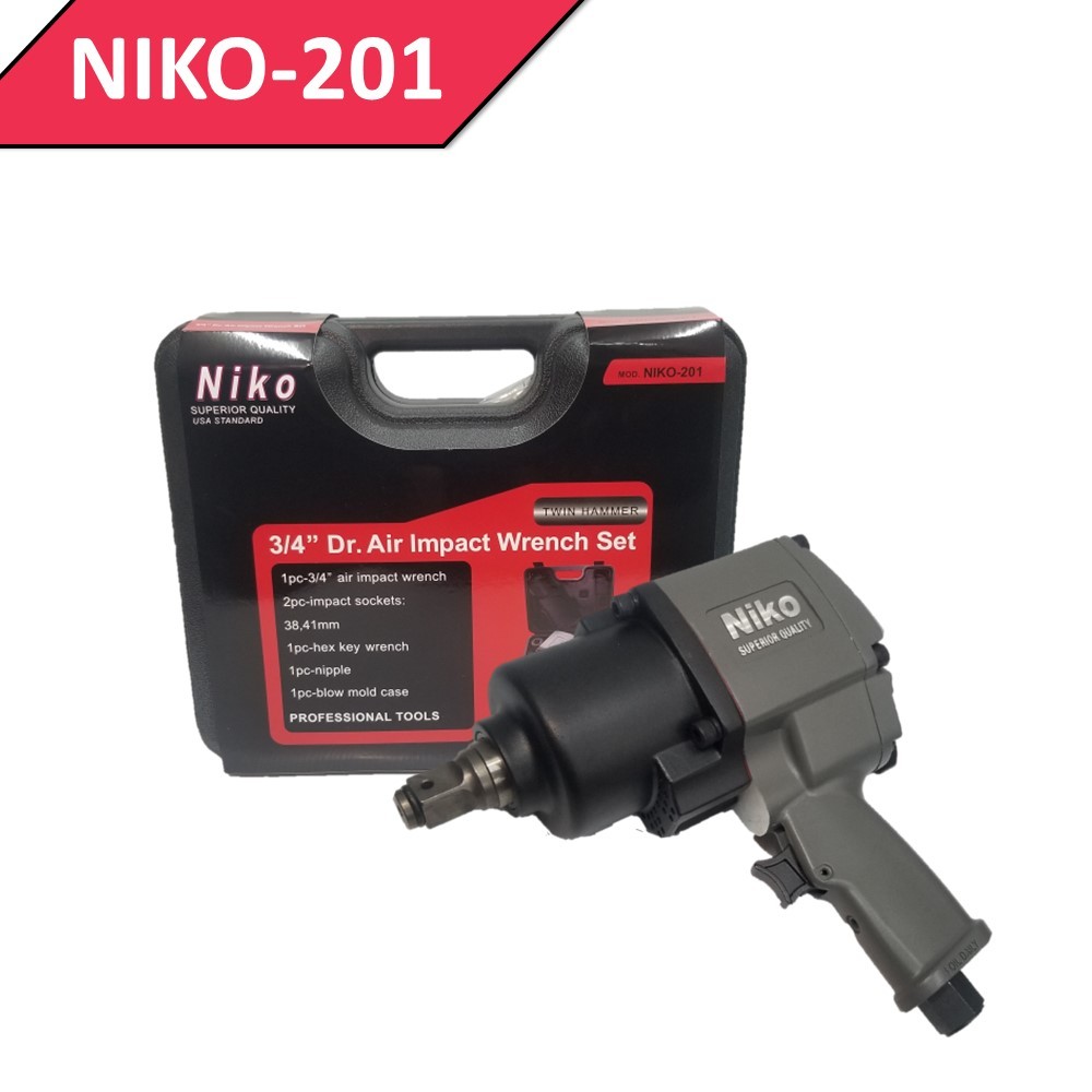 NIKO บล็อกลม รุ่น NIKO-201 ขนาด 3/4 นิ้ว บล๊อคลม 6หุน บล็อคลม ชุดบล็อค ใช้งานหนัก ชุดบล็อกลม บ้อค