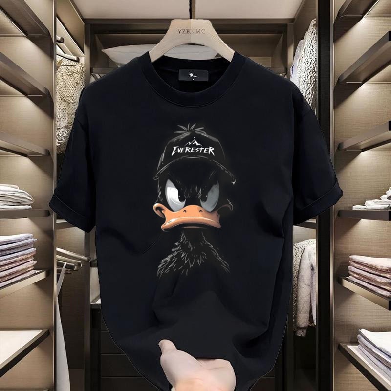 Basi เสื้อยืด oversize สกรีนด้านหน้า ลาย "DUCK" เสื้อยืด cotton 100% เนื้อผ้าเกรดพรีเมียม คอกลม ใส่สบาย