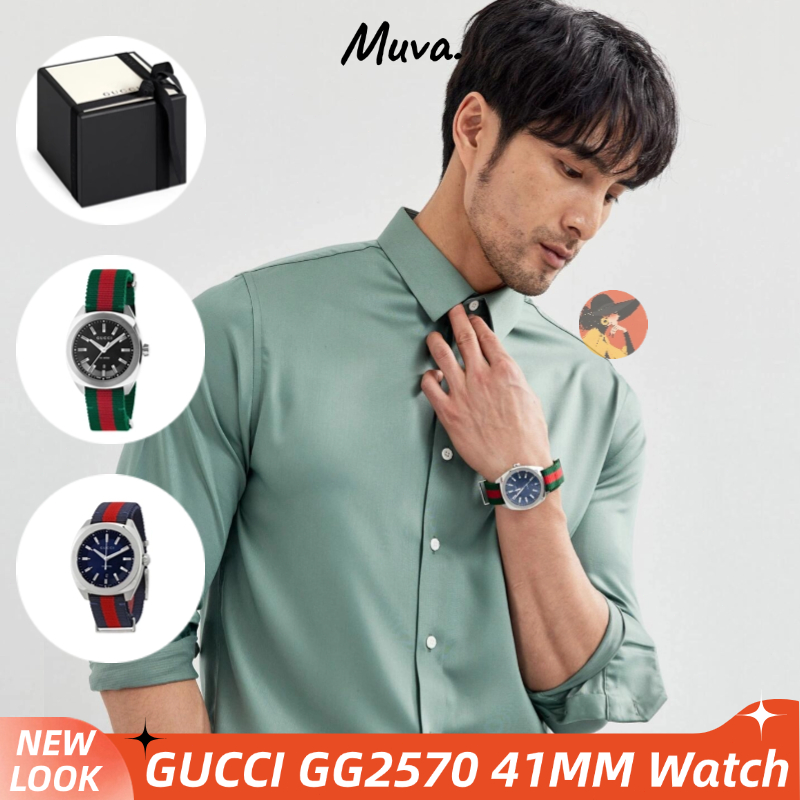 GUCCI GG2570 BLACK DIAL GREEN RED YA142305 41MM WATCH (BRAND NEW IN BOX) Men's Watches ผู้ชาย/นาฬิกา