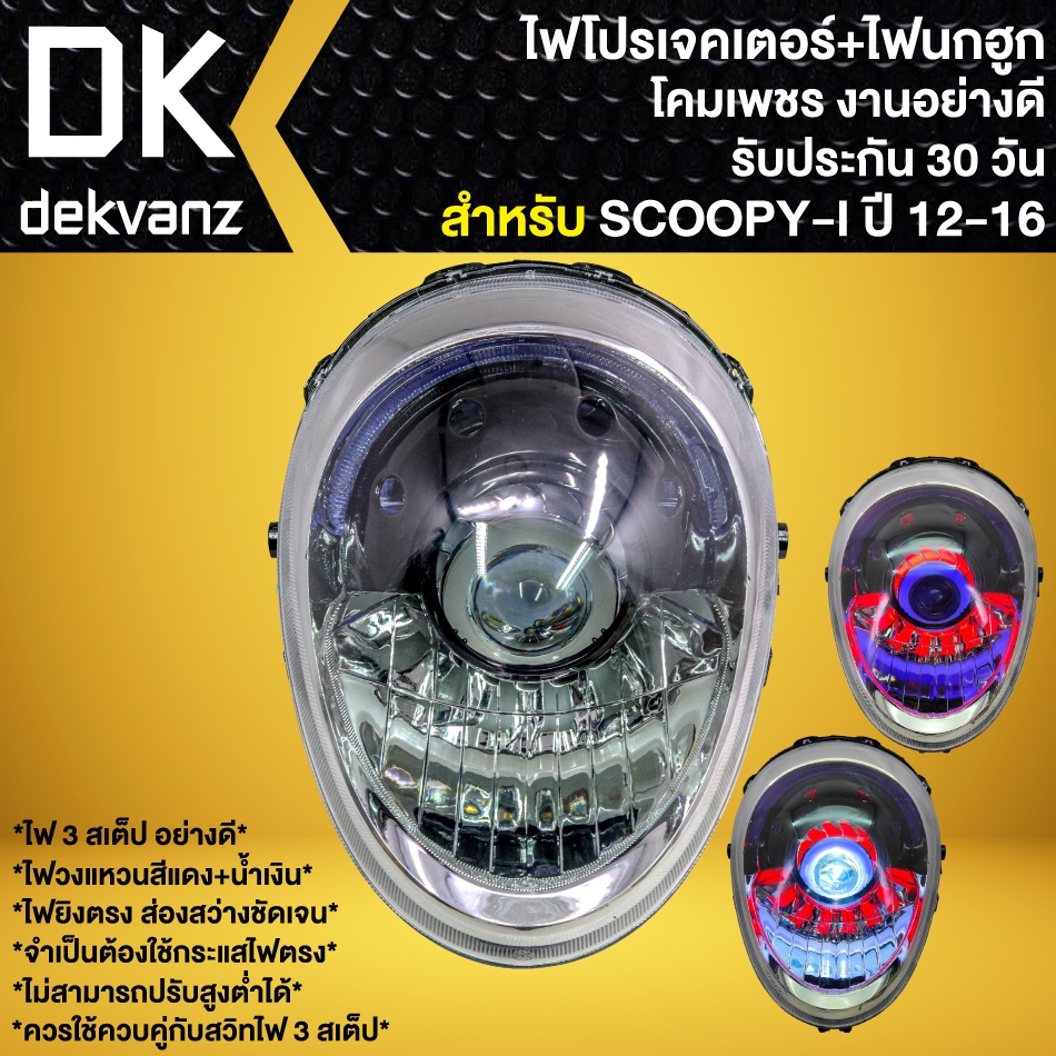 ไฟหน้าโปรเจกเตอร์+โคมไฟนกฮูก SCOOPY-I NEW (ปี12-16) รหัส 2004-090-00 (โคมใส) อย่างดี (รับประกัน 30 วัน)