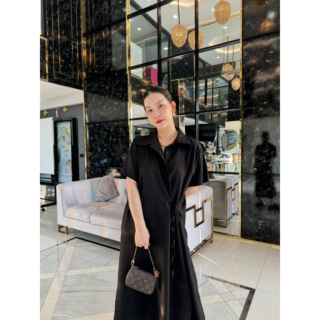 เดรสคอปกผูกเอว ใส่พรางหุ่น สวยไฟลุกมากดีเทลน่ารัก ใส่สวย☺️ เนื้อเย็น ใส่สบาย อก46 พรางสะโพกเลยค่าา❤️E64 -Tinysherbet ราคา ถูกที่สุด ดีลบีเคเค แกลเลอรีภาพที่ 2