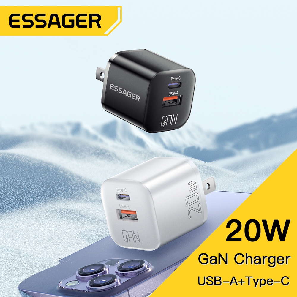 Essager 20W GaN เครื่องชาร์จชนิด USB C PD ชาร์จโทรศัพท์อย่างรวดเร็ว QC 3.0เครื่องชาร์จเร็วสำหรับสายชาร์จขนาดเล็ก14 13 12