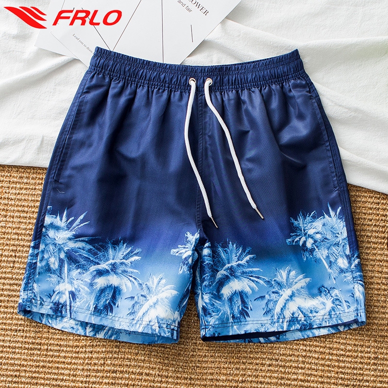 FRLO กางเกงขาสั้นชายหาดผู้ชาย มีซับใน ผ้าบางแห้งเร็ว เอวยางยืด Casual Men Clothes จัดส่งจากกรุงเทพฯ