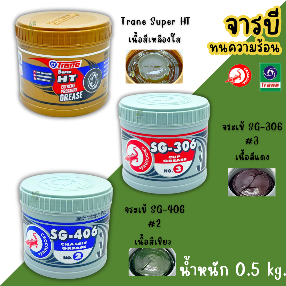 จาระบี เทรน HT จารบีจระเข้ SG-306 SG-406 0.5กก จารบี TRANE HT เนื้อใส จระเข้แดง จระเข้น้ำเงิน