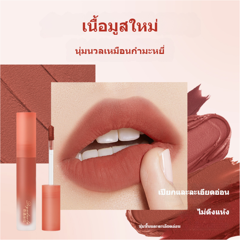 ลิปสติกเนื้อแมทกันน้ำติดทนนาน ลิปกลอส ลิปสติกเนื้อแมทติดทนนาน มีให้เลือก 4 สี