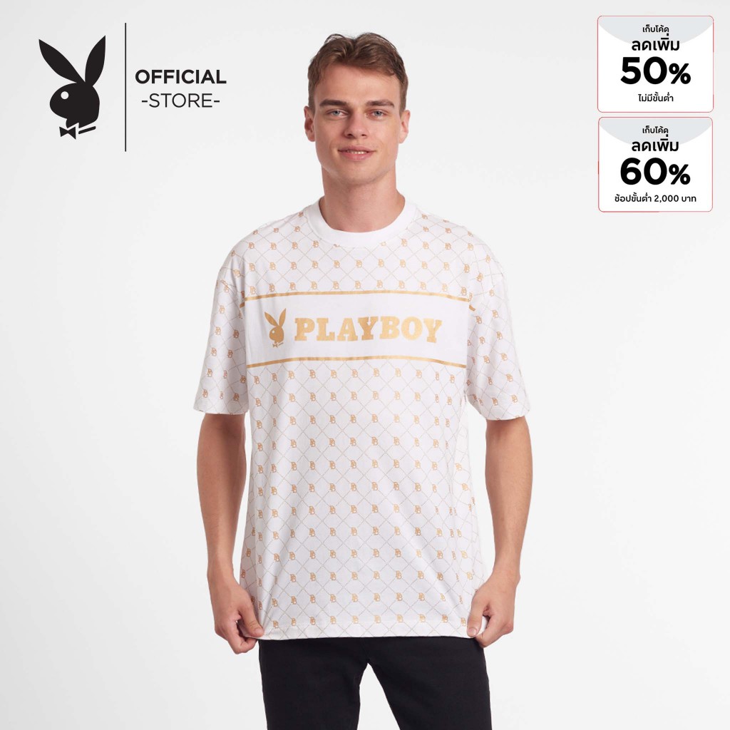 PLAYBOY เสื้อยืดคอกลม รุ่น P1MT249TB108WH