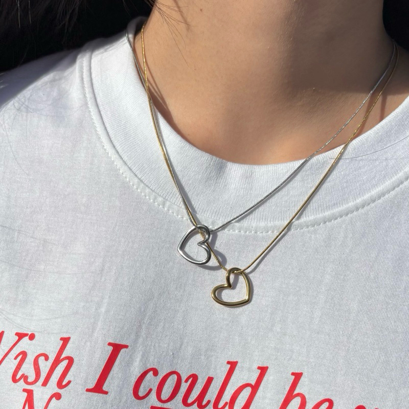 Piing me stainless steel necklace | สร้อยคอสแตนเลสพร้อมจี้หัวใจ (พร้อมส่ง)