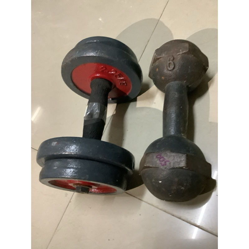 มือ2 ดัมเบล 6 kg ดัมเบลทรงกลม ดัมเบลเหล็ก ดรัมเบล  2.5 kg 7.5kg 10kg  ดัมเบล มาตรฐานในการออกกำลังกาย