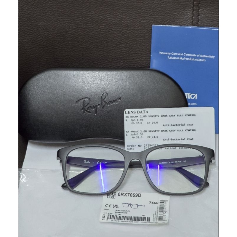 แว่นสายตาสั้น กรอบแว่น Rayban + Hoya Sensity Dark