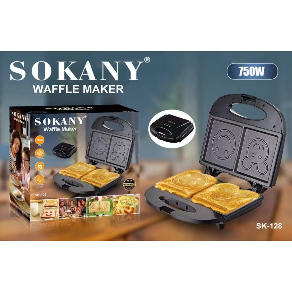 SOKANY 750W เครื่องอบแซนด์วิช เครื่องปิ้งขนมปัง ปิ้งขนมปัง เครื่องทำแซนวิช เครื่องทําอาหารเช้า
