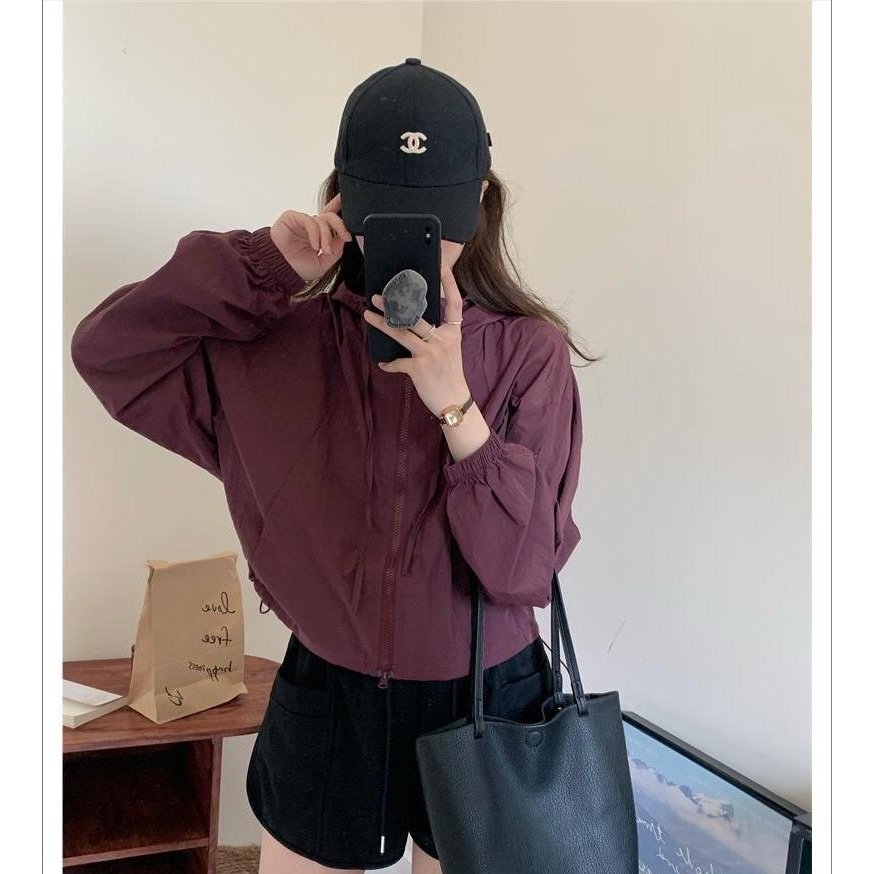 เสื้อคลุมผ้าร่ม K9 มีกระเป๋า แขนยาว มีฮู้ด คลุมกันแดดกันลม มีเชือกรูด พร้อมส่งจากไทย5สี