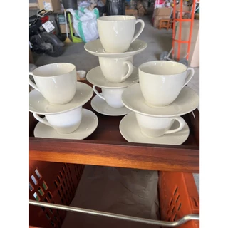 (10ชุด)(ขนาด8oz)(แก้ว10+จาน10)ชุดกาแฟพร้อมจานรองสีขาว ขนาด 250ml หรือ 8oz ออกใบกำกับภาษีได้