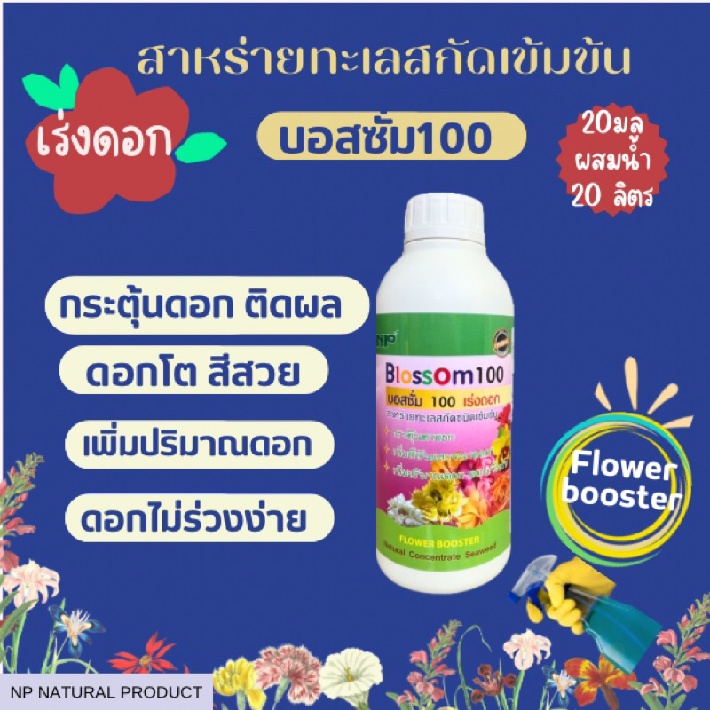 บอสซั่ม100 สาหร่ายทะเลสกัดเข้มข้น กระตุ้นดอก กระตุ้นการแตกตาดอก ดอกดก ขนาด1ลิตร กรดอะมิโนเร่งดอก