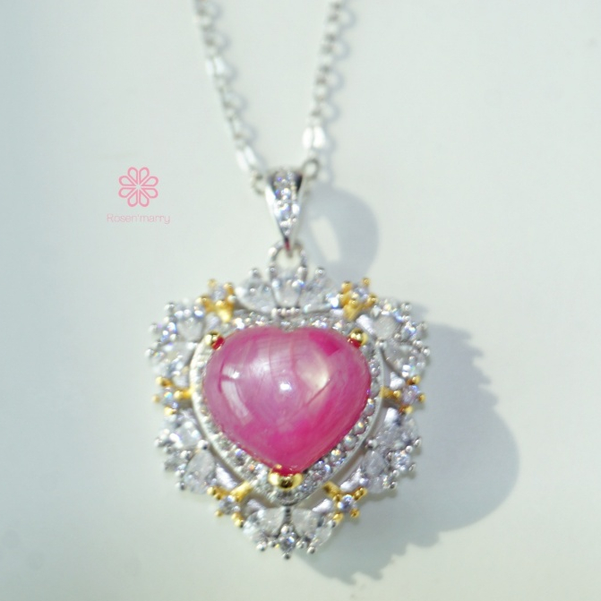 Rosen'marry/สร้อยคอและจี้ทับทิมแท้เจียหัวใจ หนัก 7 กะรัต ตัวเรือนเงินแท้925 พร้อมกล่อง RN029 ของขวัญ