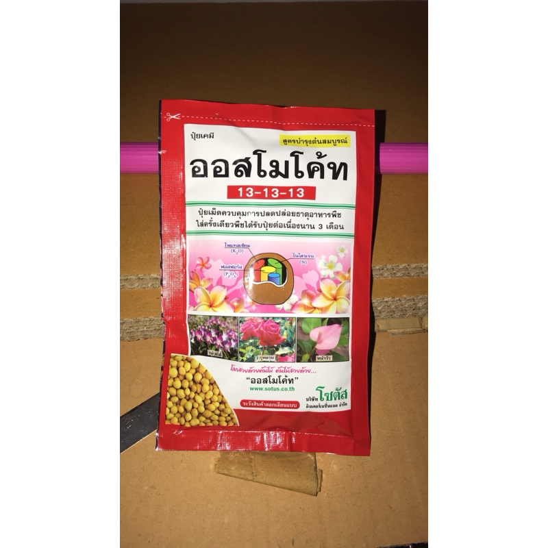 ออสโมโค้ท ปุ๋ยละลายช้า ขนาด 100 กรัม สูตรเสมอ 13-13-13 เหมาะกับต้นสนปาล์มประดับ