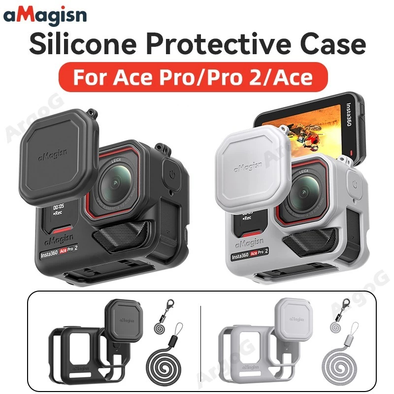 aMagisn Insta360 Ace Pro 2 Silicone Case Protective Case Lens Protective Case Camera Protection Accessories