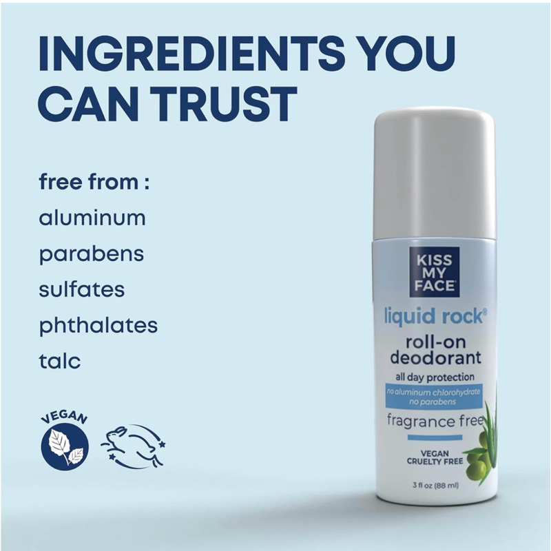 Kiss my Face Liquid Rock Roll On Fragrance Free Deodorant | คิส มาย เฟซ ลิควิด ร็อค โรลออน ดีโอโดแรนท์ สูตรปราศจากน้ำหอม