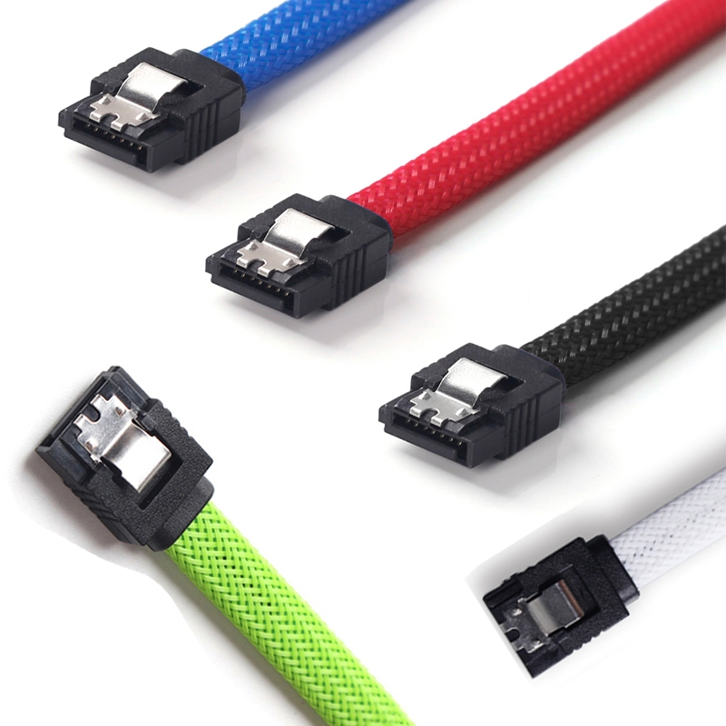 สายซาต้า สายถัก SSD HDD SATA 3.0 III Data Cable To SSD HDD Hard Disk Drive Cord Straight Right Angle 6Gb/s Nylon Sleeved