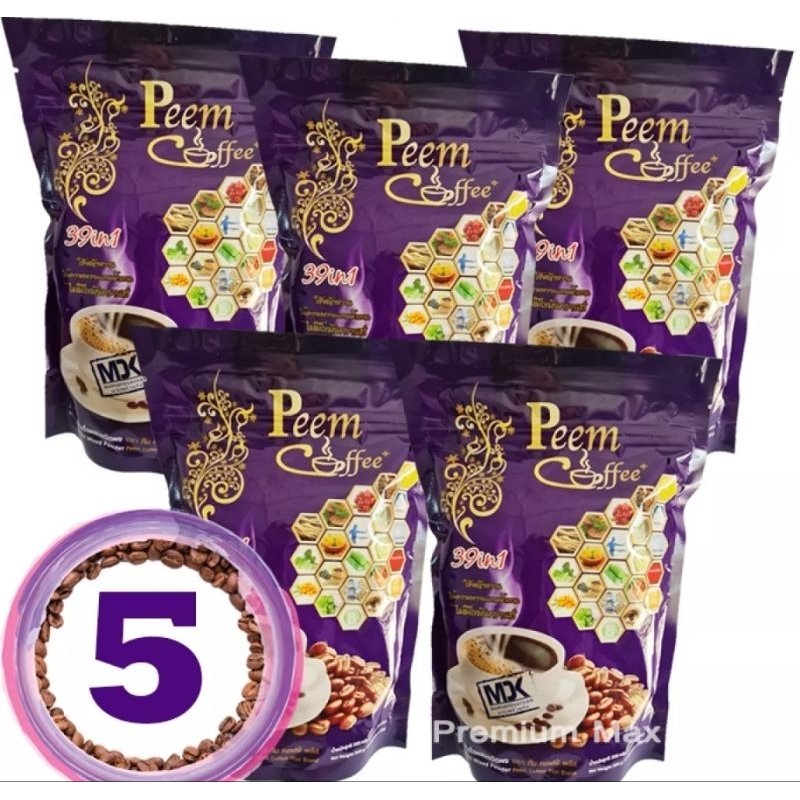 ชุดพิเศษ 5 ห่อมี 75 ซองเล็กกาแฟภีมคอฟฟี่ Peem Coffee