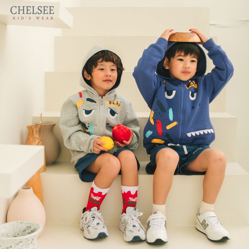 Chelsee เสื้อแจ็คเก็ตฮู้ด มีหมวก แขนยาว เด็กผู้ชาย พิมพ์ลาย ผ้า POLYSTER อายุ 1.5-10ปี เสื้อผ้าเด็กโต รุ่น 128098